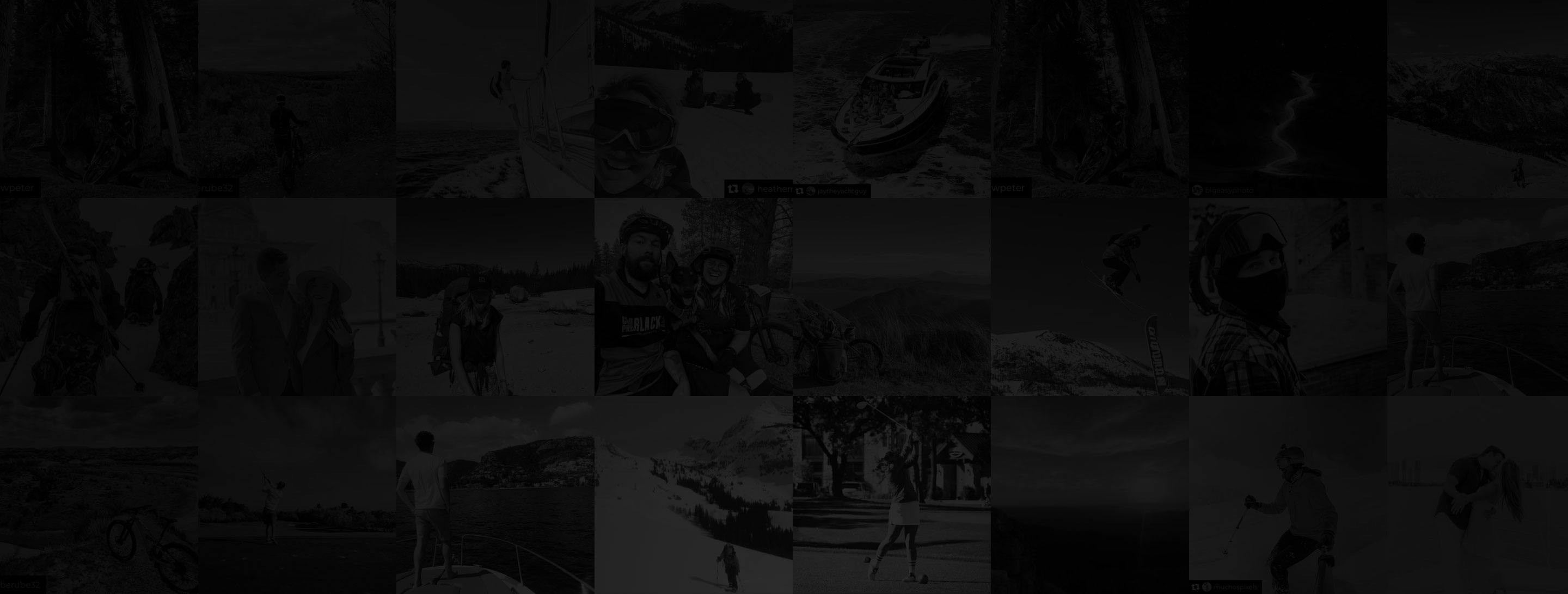 A collage of people skiing, snowboarding, playing golf, camping, hiking and fly fishing.